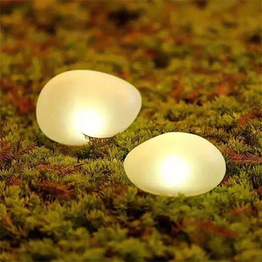 Solar Powered Pebble Stone Lamp Outdoor Park Garden